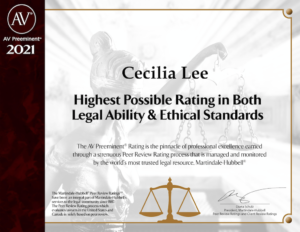 Martindale Hubbell Digital Plaque-Cecilia Lee.Martindale Hubbell Digital Plaque-Cecilia Lee.1-21-2021. Boutique Law Firm, Law Firm, Reno Small Business, Reno Law, Reno Attorney, Reno Law Firm, Reno Small Business, Reno Boutique Law Firm.